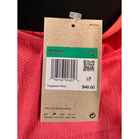 NEW Nike Pro Dri-Fit Cropped Training Tank Sports Bra Women’s XL DX0061-655 - Picture 8 of 9